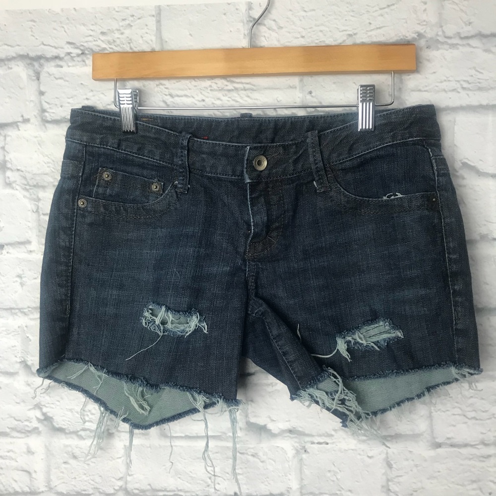 Express X2 Jean Cut Up Shorts